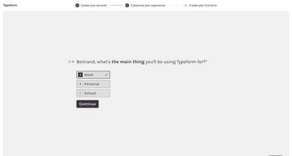 Typeform - Workspaces screen