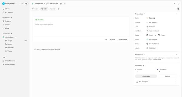 CaptureFlow › Updates screen