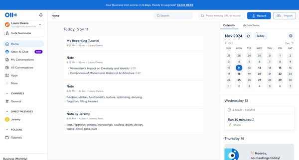 Otter Voice Meeting Notes - Otter.ai screen