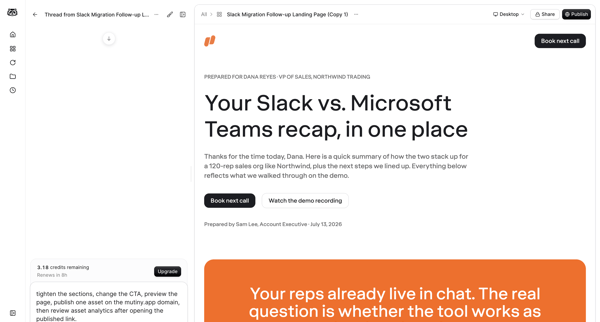Slack Migration Follow-up Landing Page (Copy 1) | Mutiny from Mutinyhq