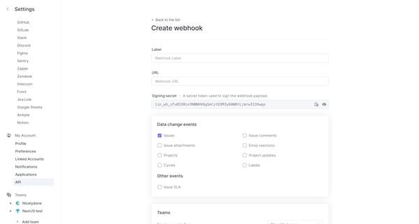 Webhook screen