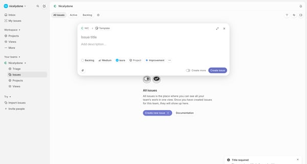 Nicelydone › All issues screen