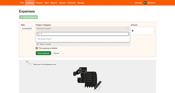 Expenses – nicelydone – Harvest screen
