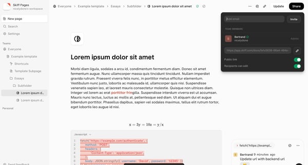 Lorem ipsum dolor sit amet — Skiff screen