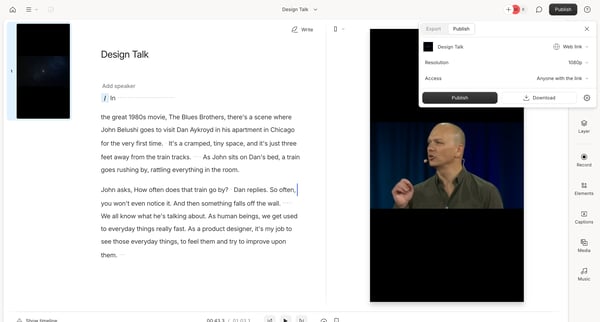 Design Talk - Descript screen