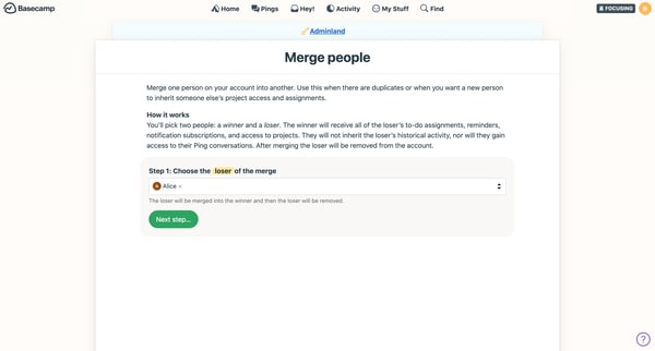 Merge people screen