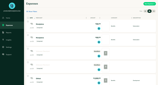 Expensify - Expenses screen