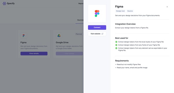 Specify · Sources Apps screen