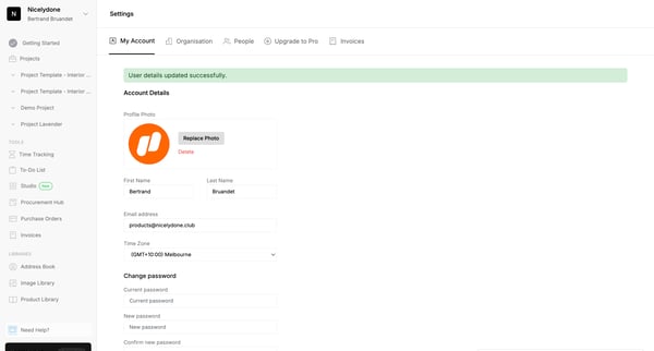 My Account | Programa screen
