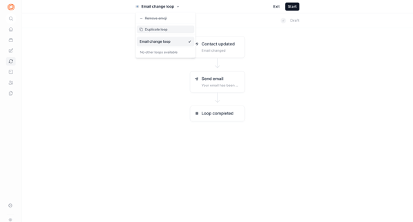 Email change loop screen