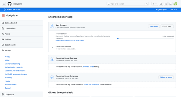 Enterprise Licensing screen