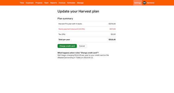 Settings – nicelydone – Harvest from Harvest