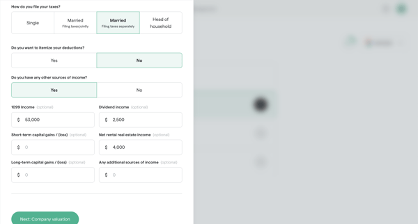 Equity Planner | Secfi screen