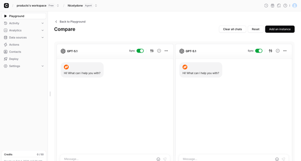 Dashboard - Chatbase screen