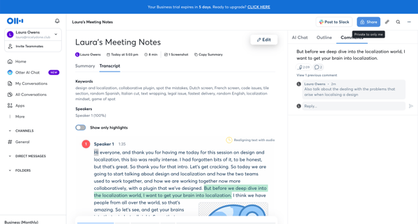 Lauras Meeting Notes - Otter.ai screen