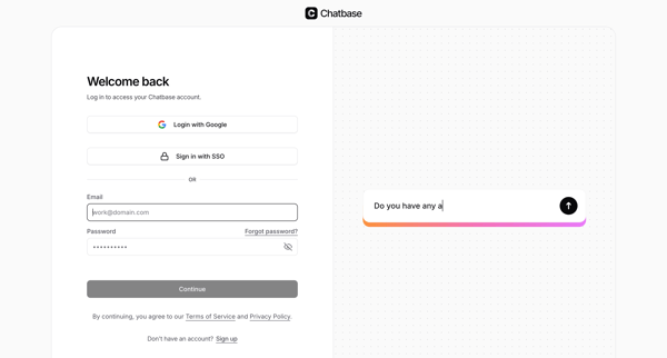 Sign In - Chatbase screen