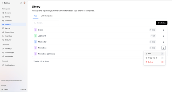 Dub.co - Link Management for Modern Marketing Teams screen