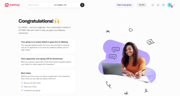 Welcome | Meetup screen