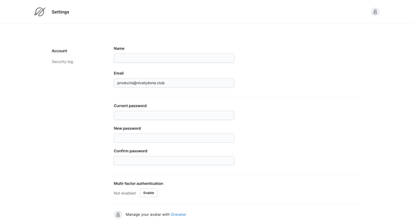Settings - PlanetScale screen