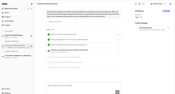 Codebase Analysis Request | Ona screen