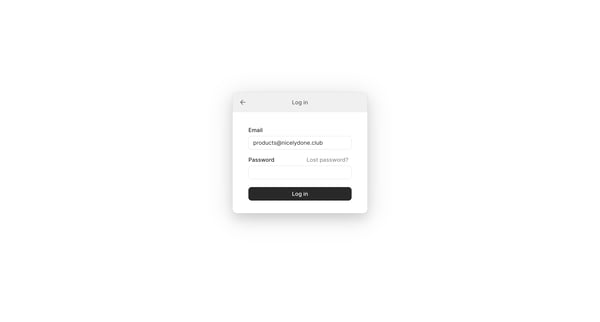 Log in - Height screen