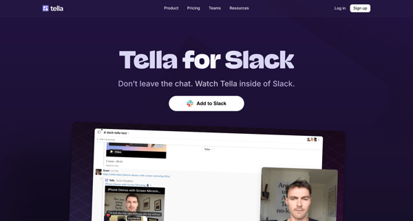 Tella for Slack screen