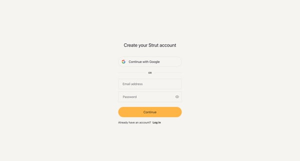 Sign up — Strut from Strut