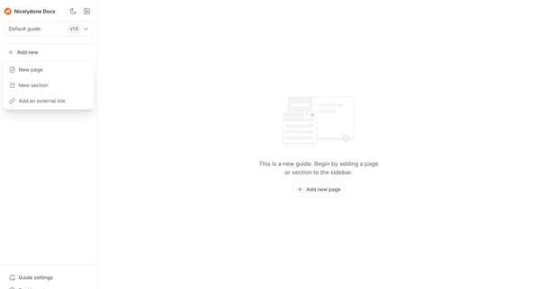 Default guide screen