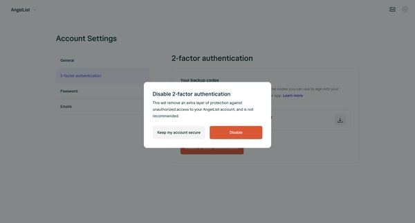 User Settings | AngelList screen