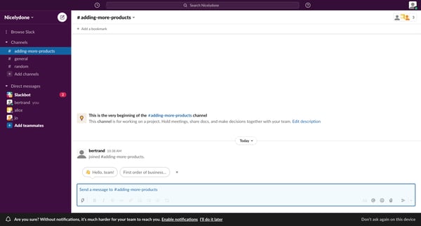 Slack | adding-more-products  Nicelydone  2 new items from Slack