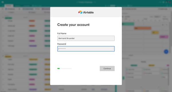 Sign up - Airtable screen