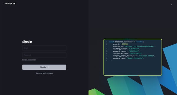 Login screen