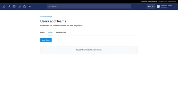 Teams | nicelydone CRM screen