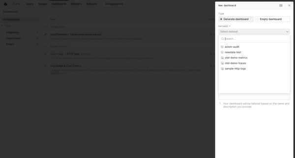 New dashboard - Axiom screen