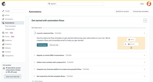 Automations | Mailchimp screen
