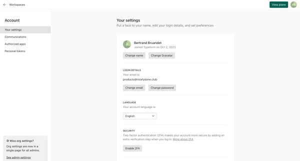 Typeform - Account from Typeform