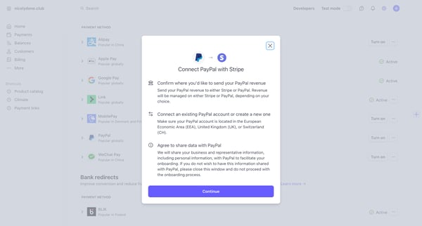 Payment methods – nicelydone.club – Stripe screen