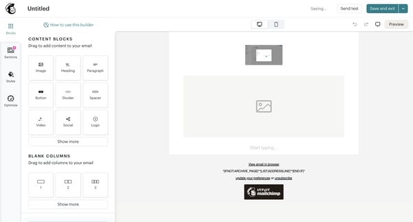 Campaign Builder - Untitled | Mailchimp screen