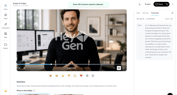 Avatar IV Video | HeyGen screen