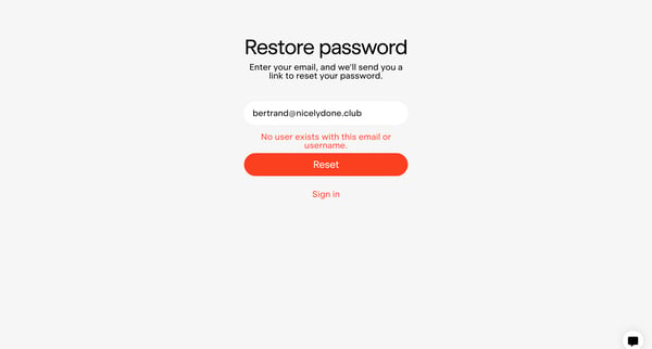 Forgot password - Exactly.ai screen