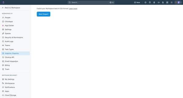 Import Settings | Workspace 01 screen