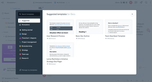 Import From Template screen