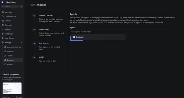 Chatwoot screen