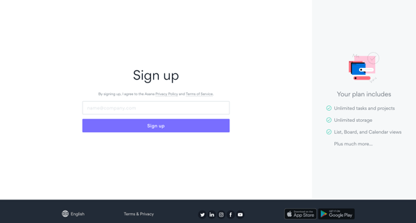 Create Account - Try Asana for free • Asana from Asana