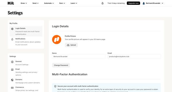 Account Settings - Kit from Kit