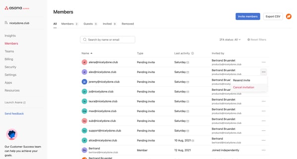 Admin console screen