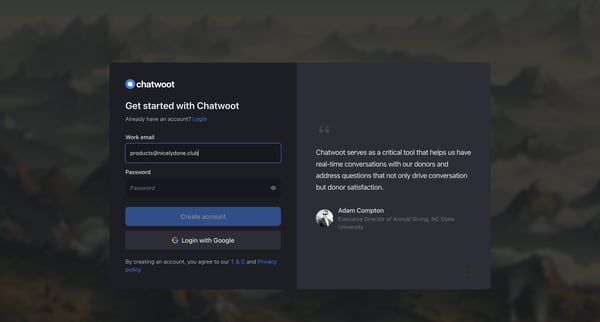 Chatwoot screen