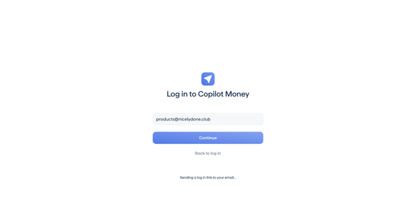 Copilot Money | Log in screen
