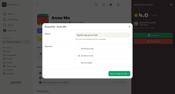 Product Designer · Homerun screen