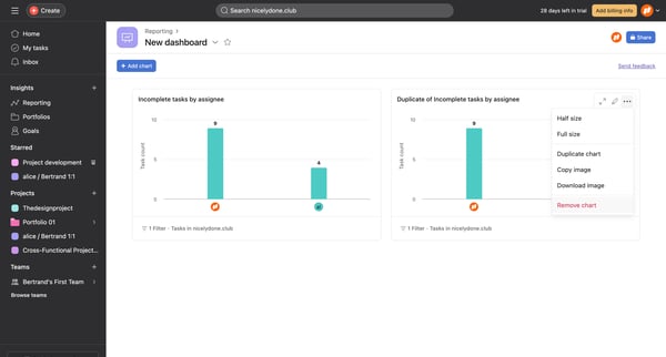 New dashboard - Asana screen